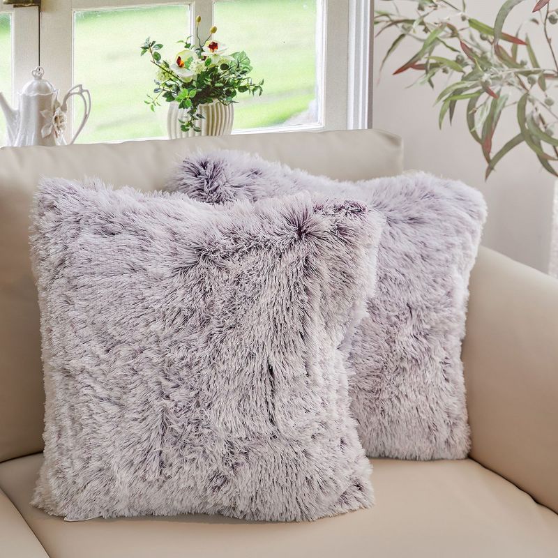 Cheer Collection Super Soft Shaggy Long Hair Throw Pillows Set of 2, 1 of 12