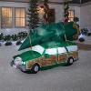 Gemmy Christmas Airblown Inflatable NLCV Station Wagon w/Tree w/LEDs Scene WB, 5 ft Tall, Green - 2 of 2