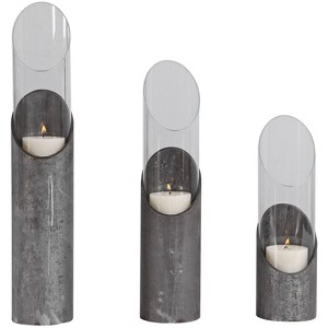 Uttermost Karter Raw Iron Angular Pillar Candle Holders Set of 3 - 1 of 2