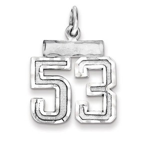 Black Bow Jewelry Sterling Silver, Varsity Collection, Small D/C Pendant, Number 53 - 1 of 4