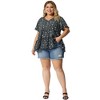 Agnes Orinda Women's Plus Size Boho Ditsy Floral V Neck Ruffle Tiered Pleated Babydoll Blouses - 3 of 4