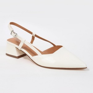 Berness Women's Vieda Patent Pointed Toe Slingback Block Heel