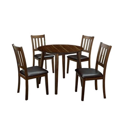 Royal Hampton Dining Table with Ladder Back Style Chairs, Set of 5, Brown