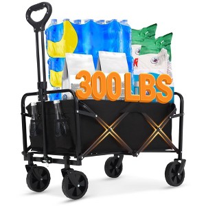 EcoSummer Wagon Cart 360LBS Capacity Foldable All-Terrain Collapsible Utility Cart with Swivel Wheels and Built-in Drink Holders for Beach, Camping - 1 of 4