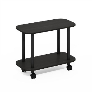Furinno Turn-N-Tube Modern Oval End Table, Side Table with Casters, Espresso/Black - 1 of 1