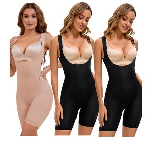 INSPIRE CHIC 3 Pcs Women's Butt Lifter Thigh Slimmers Tummy Control Bust Back Support Body Shapers - 1 of 4