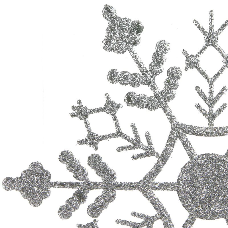Northlight 24ct Silver Splendor Glitter Snowflake Christmas Ornaments 4", 2 of 4