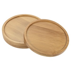 Unique Bargains Indoor Round Bamboo Planter Saucer Drip Tray Plant Drainage Trays 3 Pcs - 1 of 4