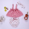 MyKids-USA Baby Girl Plaid Pattern Sling Tops Combo Polka Dot Shorts With Handband Sets - 3 of 3