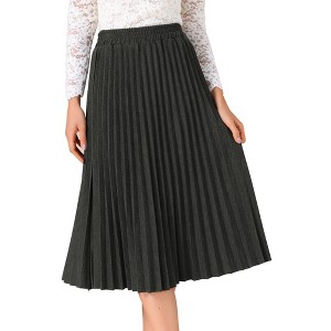 INSPIRE CHIC Women's Pleated Elastic High Waist A-Line Swing Casual Flowy Midi Skirts - 1 of 4