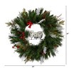 Nearly Natural 24” Holiday Winter Owl Family Pinecone Berry Christmas Artificial Wreath - 2 of 4