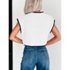 Womens Summer Cropped Sweater Vest Trendy Cap Sleeve Crop Tops Crew Neck Loose Knit Tank Top - 2 of 3