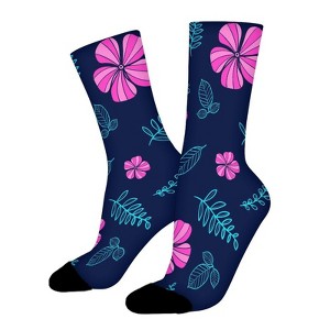 Flowers And Leaves Women Printed Crew Socks Funny Funky Socks Soft Polyester Novelty Gifts for Artists Men - 1 of 4