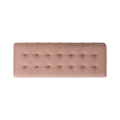 Blush Velvet Tufted Storage Bench with Rubberwood Legs