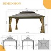 Cesicia 12x16Ft Hardtop Gazebo Outdoor Aluminum Gazebos Grill With Galvanized Steel Double Canopy & Curtains&Netting for Backyard , Garden, Brown - 2 of 4