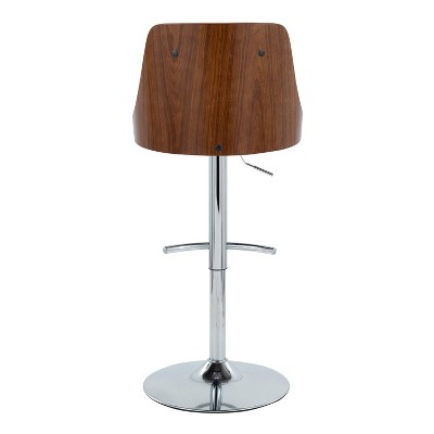 Set of 2 White Adjustable Swivel Barstools with Wood and Metal