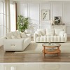 3-Seater + 3-Seater Teddy Fabric Sofa Set with Wooden Frame and Thick Cushions, 6 Removable Pillows - 3 of 4