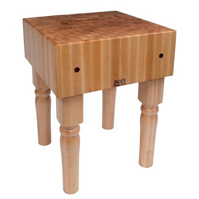 John Boos AB Series Square Wood Butcher Block Cutting Board Prep Table 10-Inch Thickness, 18" x 18" x 10", Maple