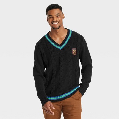 Houston White Adult V-Neck Tennis Pullover Sweater - Black