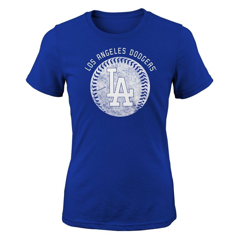 MLB Los Angeles Dodgers Girls&#39; Crew Neck T-Shirt, 1 of 2