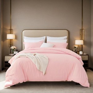 SEVOBAL Quilts Oversized Duvet Cover Set All Season Bed Comforter Alternative Quilted Duvet Machine Washable, Pink, 104"*90"*1" - 1 of 4