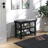 SEVOBAL 3-Tier Shoe Rack for Entryway Bamboo Shoe Bench with Cushion Padded Seat for Indoor Entrance Hallway Bedroom, Black, 26.87"*15.75"*21.26" - 2 of 4