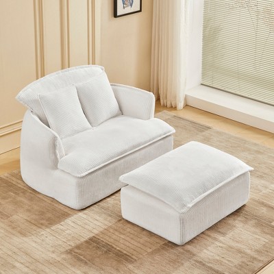 Convertible Compressed Sofa Chair with Ottoman, Modern Polyester Polyester Armchair for Small Spaces, Living Room, Dorm, or Apartment