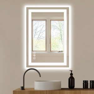 GlasFlength Decorative Wall Mirrors, Versatile Bathroom Mirror, Modern Style, Square, for Entryways, Bathrooms and Living Room, White, 20"*28"*1.2" - 1 of 4