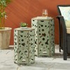 VisioGear Patio End Tables, 2-pcs Patio End Tables, Hexagon Pedestal Design for Balcony Porch Pool, Green, 14.25"*12.5"*22" - 4 of 4