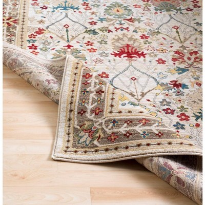 Aaden 5'1" x 7'5" Multicolor Floral Pattern Stain-Resistant Area Rug