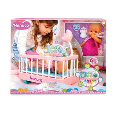 Nenuco Baby Doll with Pink Crib and Accessories, 14" Doll