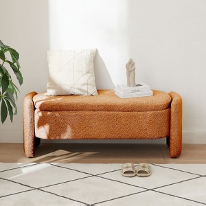 VYNXARIA Ottoman Oval Storage Bench 3D Lamb Fleece Fabric Bench with Large Storage Space for the Living Room, Entryway and Bedroom - 1 of 4