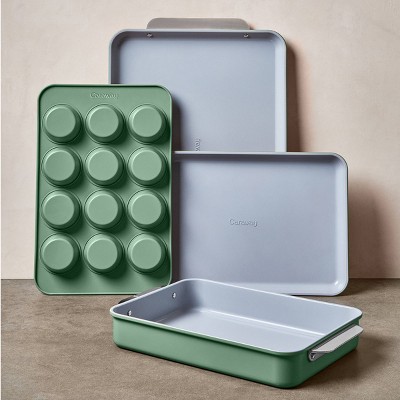 Sage Green Non-Stick Ceramic Bakeware Set with Aluminized Steel