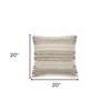 HomeRoots 20" X 20" Taupe Gray Yellow And Navy 100% Cotton Striped Zippered Pillow - 3 of 4