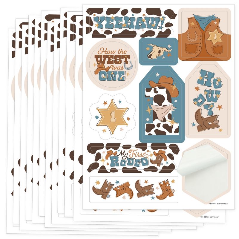 Big Dot of Happiness My First Rodeo - Little Cowboy 1st Birthday Party Favor Sticker Set - 12 Sheets - 120 Stickers, 1 of 7