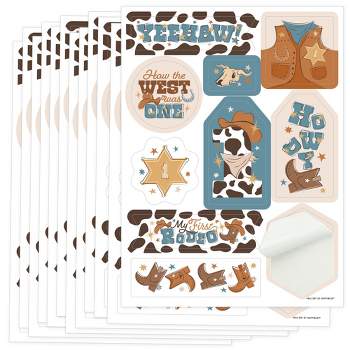 Big Dot of Happiness My First Rodeo - Little Cowboy 1st Birthday Party Favor Sticker Set - 12 Sheets - 120 Stickers