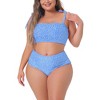 Agnes Orinda Women's Plus Size Two-Piece Tie High Waisted Adjustable Straps Bikini Set - 2 of 4