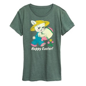 Women's - Instant Message - Vintage Happy Easter Short Sleeve Graphic T-Shirt - 1 of 4