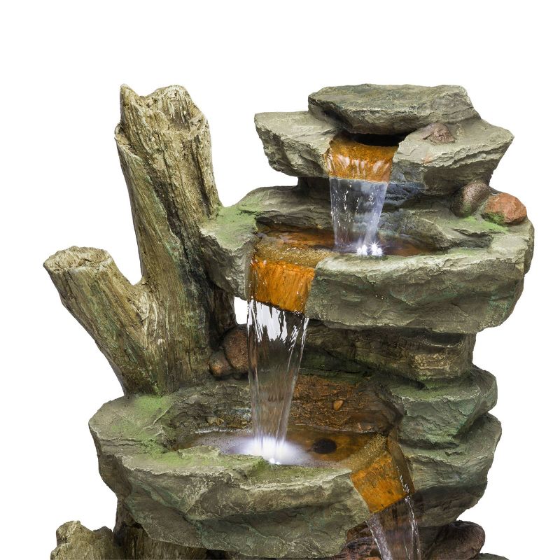 Cascading Stone Tower Fountain With Cool White LED Lights - Alpine Corporation, 5 of 7