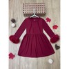 Cranberry Frost Burgundy Dress with Luxe Faux Fur Cuffs Mia Belle Girls - 2 of 4