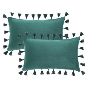 REGALWOVEN Velvet Soft Solid Covers Bohemian with Tassels Decorative Throw Pillow 2 Pcs - 1 of 4