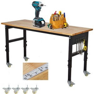 48" Adjustable Workbench with Scale, Pegboard and 6 Hooks, 29.5" - 39.4" Adjustable Height, 2200 LBS Load Capacity Portable Worktable for Workshop - 1 of 4