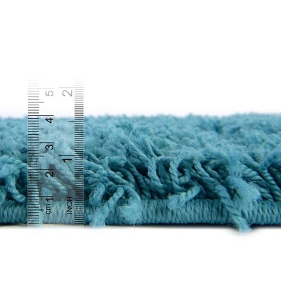 Deep Aqua Blue Rectangular Shag Indoor Area Rug
