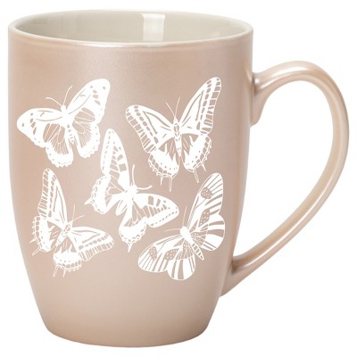 Elanze Designs Butterflies Precious Pearl 10 ounce New Bone China Coffee Cup Mug
