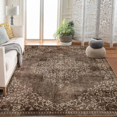 Washable Area Rugs Stain Resistant Carpet for Living Room Bedroom Kitchen Bathroom with Non Slip Backing Home Decor Floor Decoration Mat