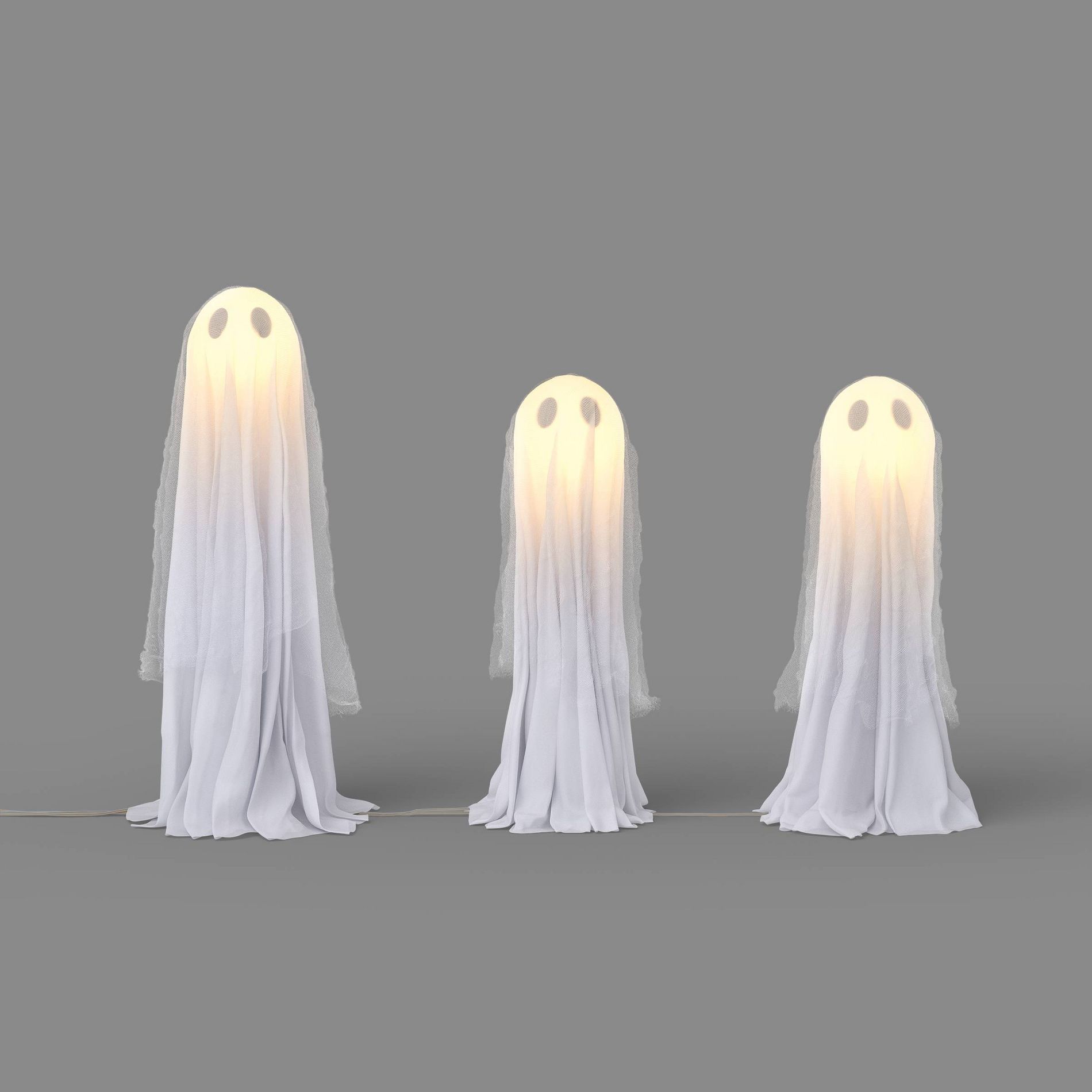 3pcs Lit Ghosts with Stakes and Timer Solutions in a Box Halloween Decorative Prop - Hyde and EEK! Boutique™
