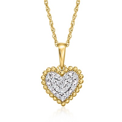 Ross-Simons 0.10 ct. t.w. Pave Diamond Heart Pendant Necklace in 18kt Gold Over Sterling Size 18