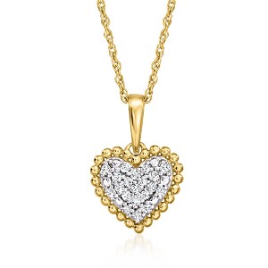 Ross-Simons 0.10 ct. t.w. Pave Diamond Heart Pendant Necklace in 18kt Gold Over Sterling Size 18 - 1 of 3