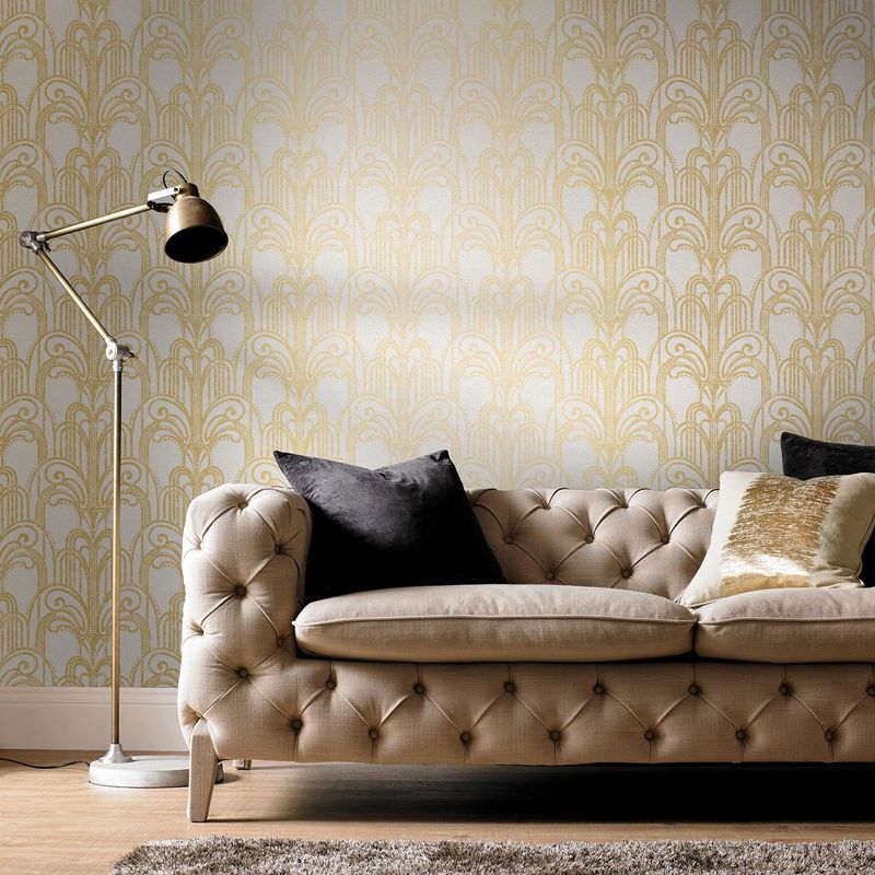 Art Deco Gold and Pearl Geometric Paste the Wall Wallpaper, 2 of 5