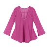 Andy & Evan  Kids  Hot Pink Crochet Long Sleeve Cover-up. - 3 of 3
